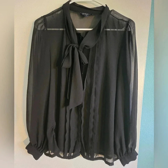 Banana Republic Black Sheer Blouse Size 6 - Picture 1 of 4